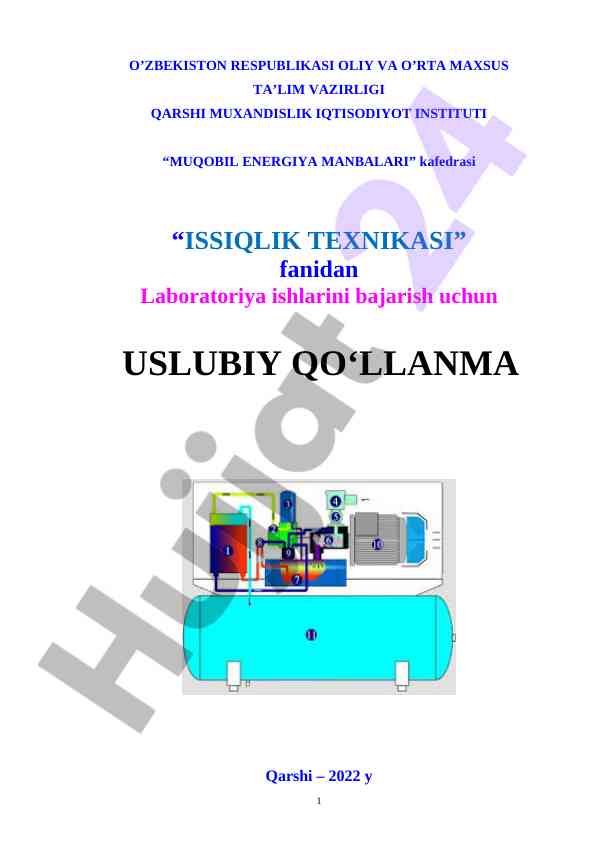 Issiqlik texnikasi laboratoriya ishlari uslubiy qo‘llanma