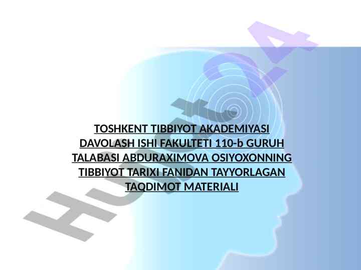 Qadimgi duno tibbiyot tarixi taqdimoti