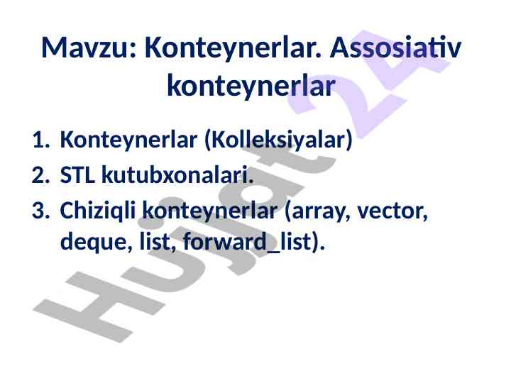 Konteynerlar va ularning turlarini o‘rganish