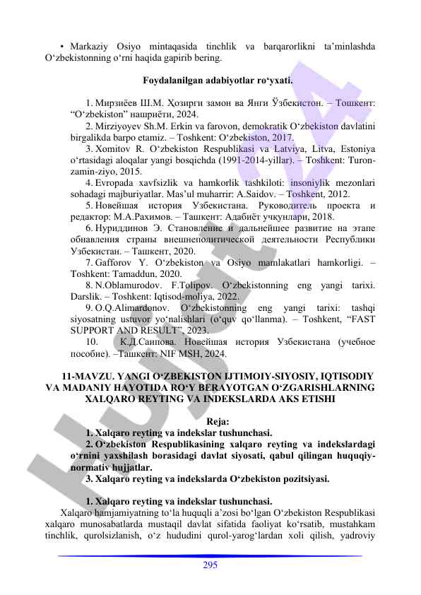 Markaziy osiyo mintaqasida tinchlik va barqarorlik