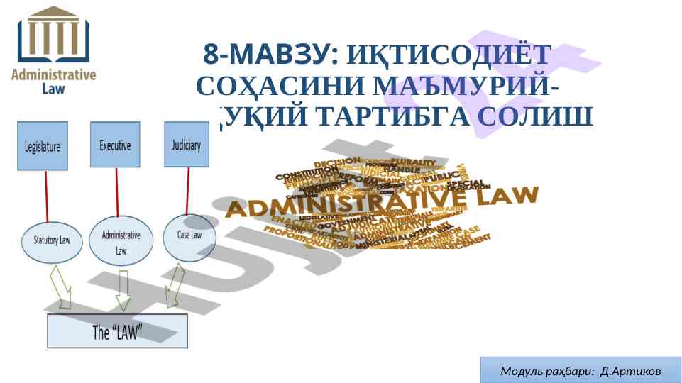 Иқтисодиёт соҳасини маъмурий-ҳуқуқий тартибга солиш