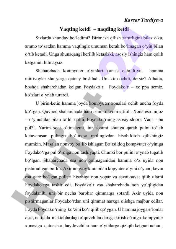 O'yin o'tkazish vaqti va pulingizni nazorat qiling