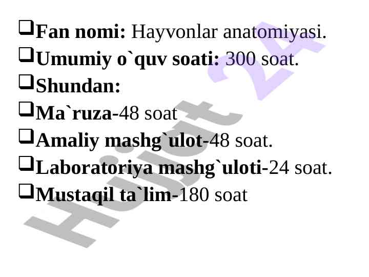 Hayvonlar anatomiyasi o‘quv qo‘llanmasi