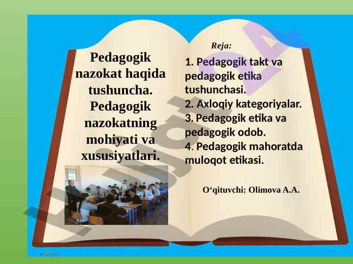Pedagogik nazokat va etika tushunchalari