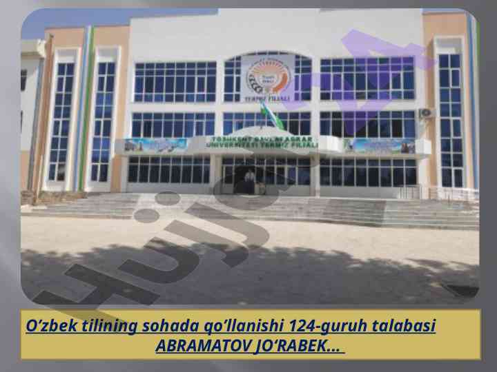 O'zbek tilining sohada qo'llanishi va atamalar