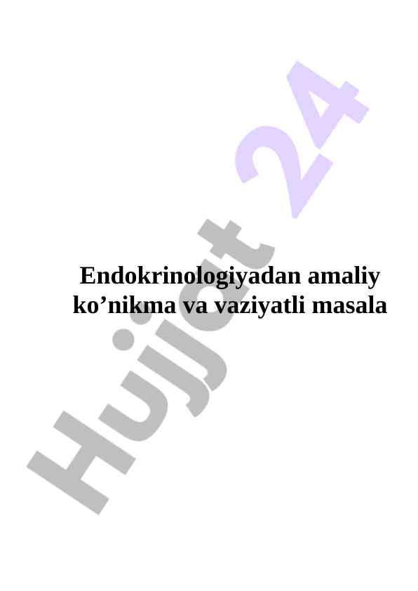 Endokrinologiya amaliy ko’nikmalari ruyhati