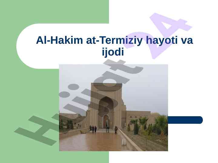 Al-hakim at-termiziy hayoti va ijodi