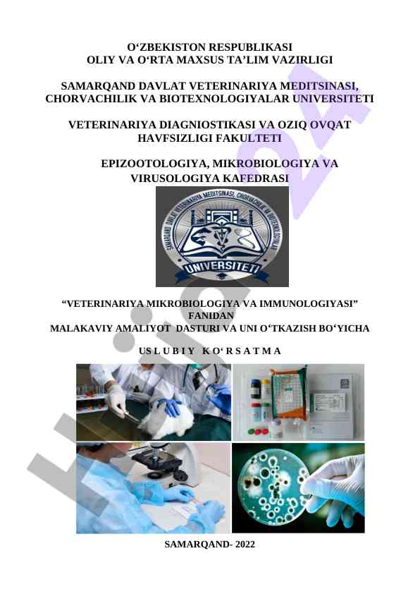 Veterinariya mikrobiologiyasi va immunologiyasi dasturi