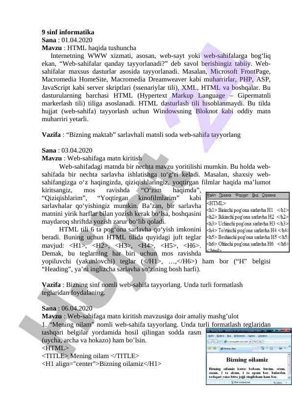 Html haqida tushuncha va web-sahifa tayyorlash