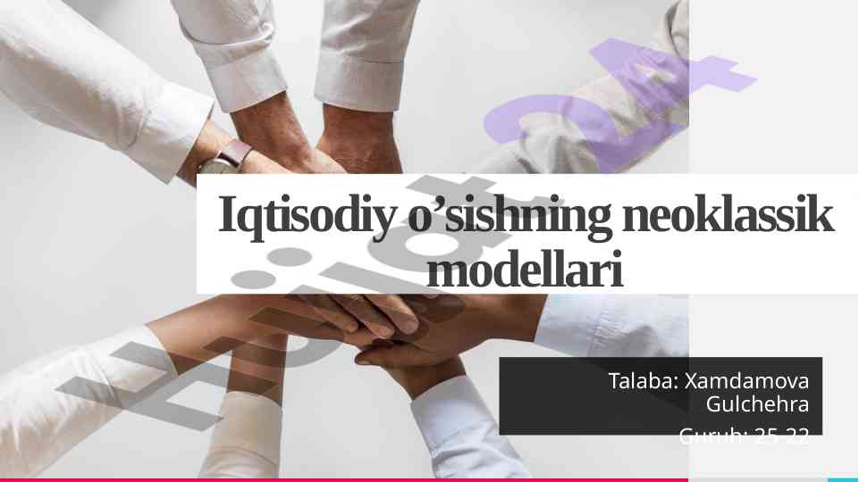 Iqtisodiy o’sishning neoklassik modellari