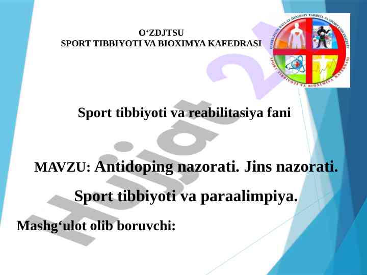 Antidoping nazorati va sport tibbiyoti