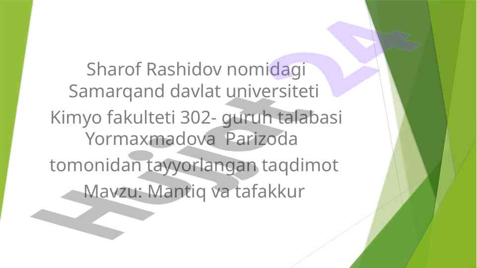 Mantiq va tafakkur mavzusidagi taqdimot