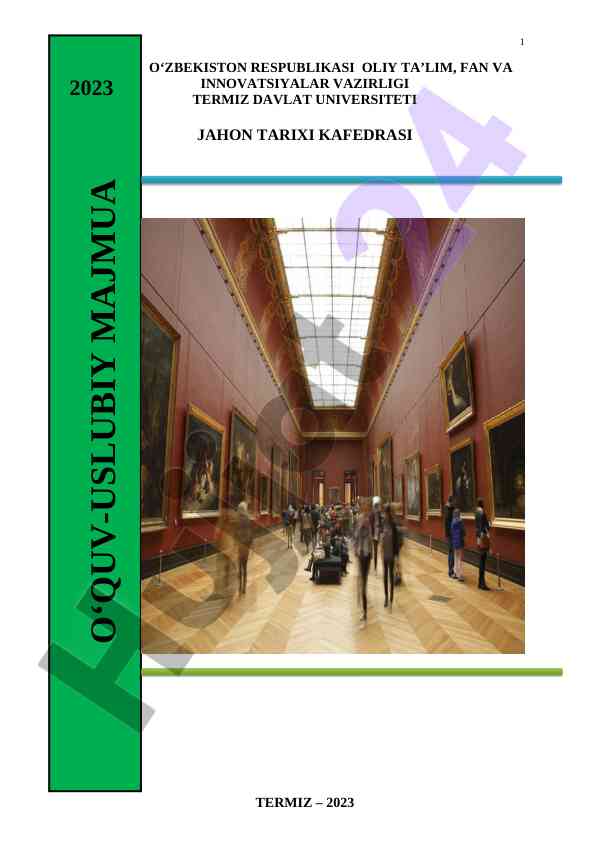 O‘quv-uslubiy majmua muzeyshunoslik va arxivshunoslik