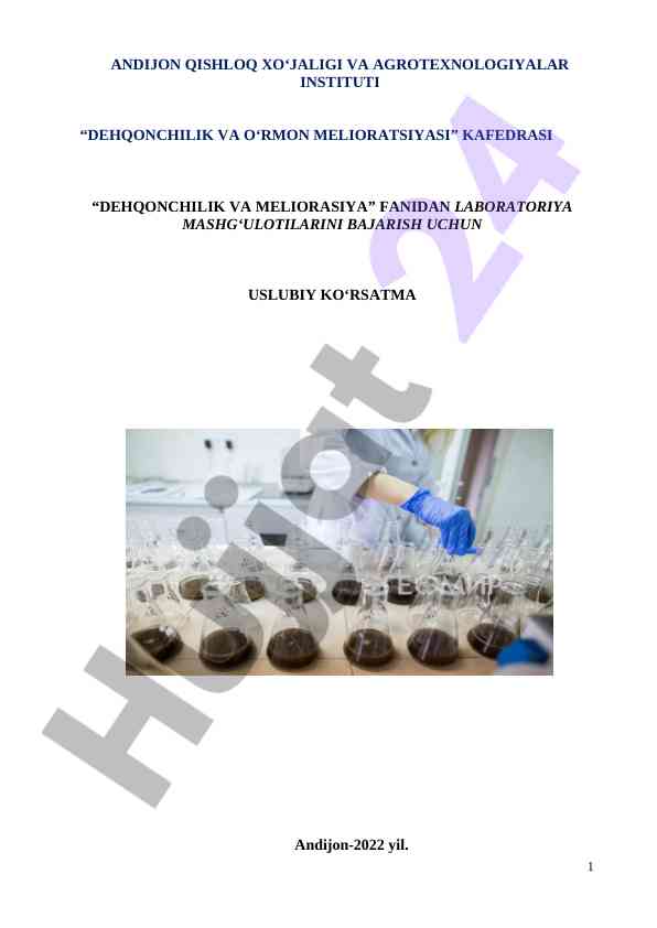 Laboratoriya mashg‘ulotlarini bajirish ucun uslubiy ko‘rsatma