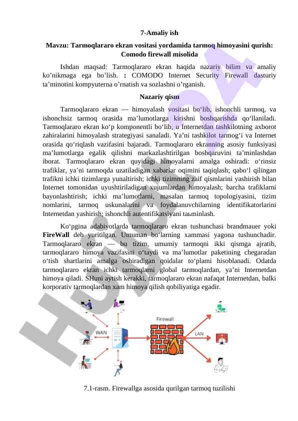 Tarmoqlararo ekran vositasi yordamida himoya qurish