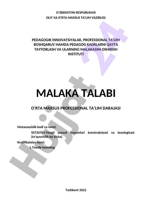 Pedagogik innovatsiyalar va kadrlarni malakasini oshirish