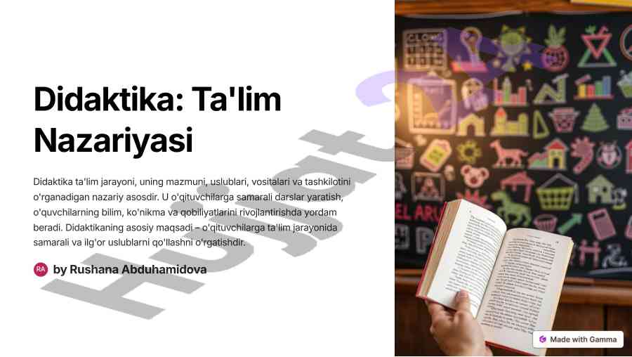 Didaktika ta'lim nazariyasi asosiy tushunchalari