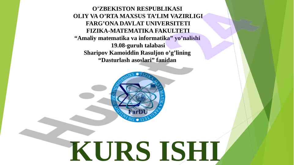 Dasturlash asoslari boshqarish vositalarini yaratish