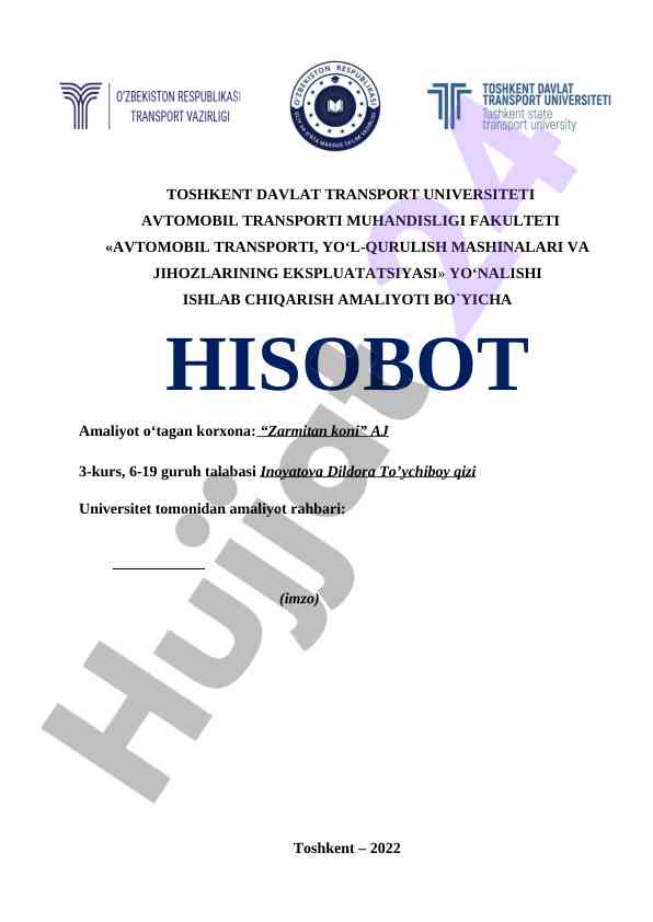 Automobile transport engineering internship report