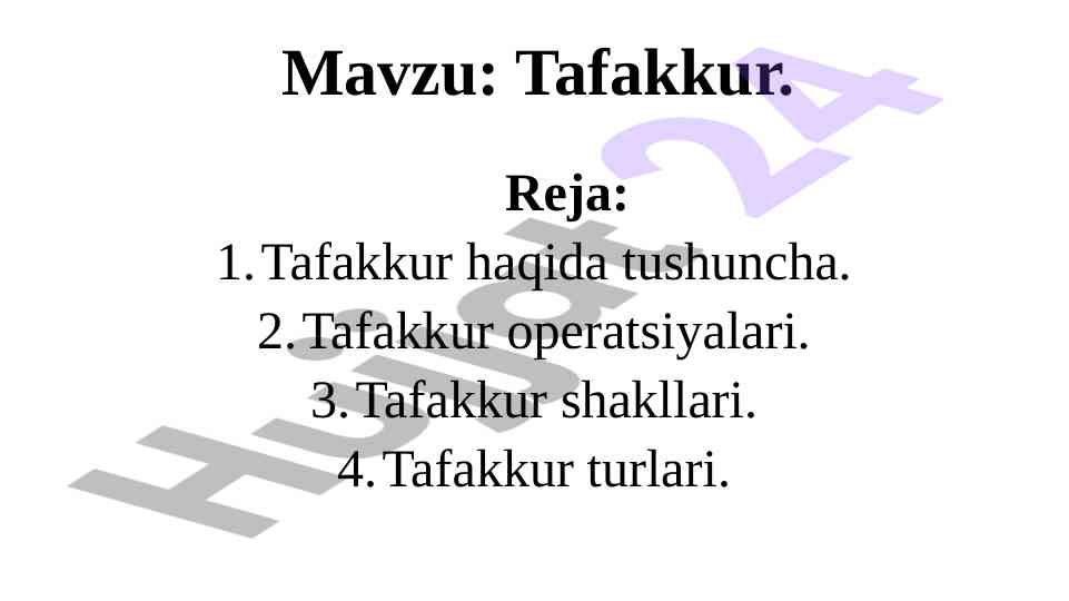 Tafakkur tushunchasi va operatsiyalari