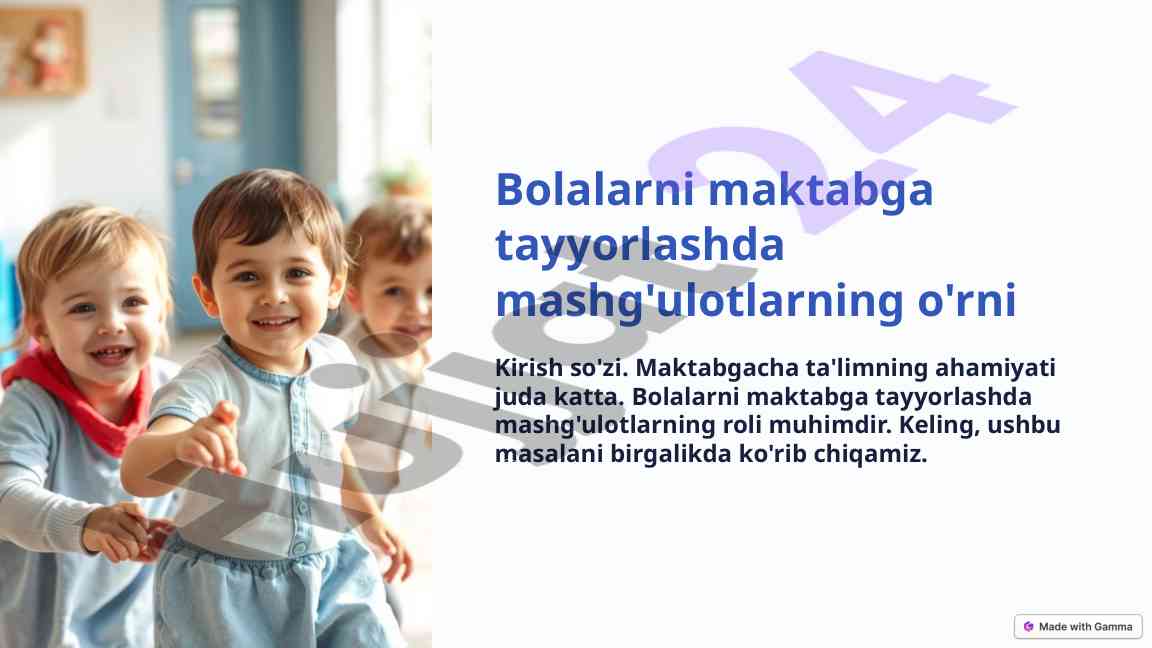 Bolalarni maktabga tayyorlashda mashg'ulotlarning o'rni