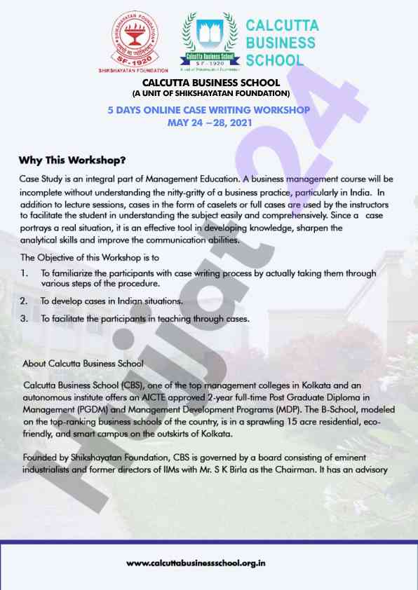 Online case writing workshop at calcutta business school