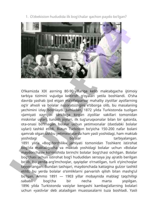 O‘zbekiston hududida ilk bog‘chalar tarixi