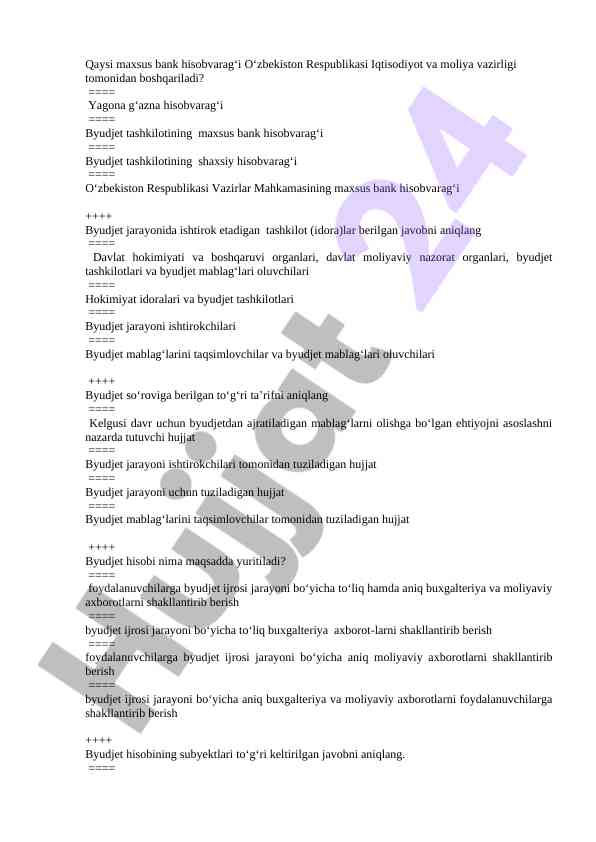 O‘zbekiston respublikasi byudjet jarayoni tahlili
