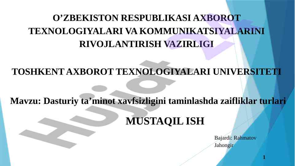 Dasturiy ta’minot xavfsizligini taminlash