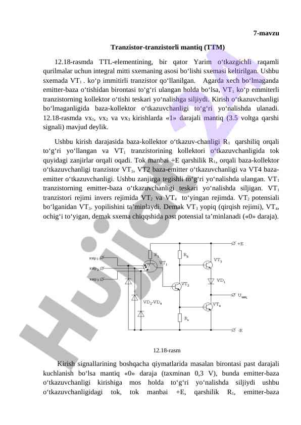 Tranzistor-tranzistorli mantiq ttm tahlili