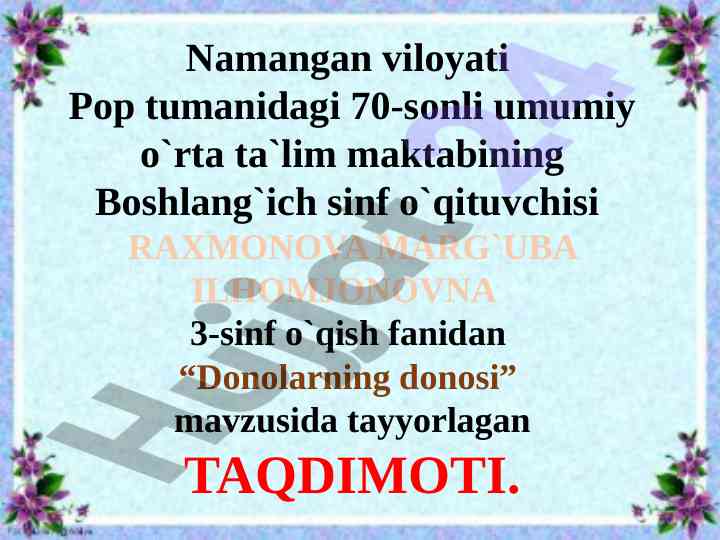 Donolarning donosi mavzusida taqdimot