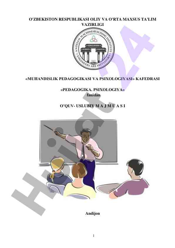 Pedagogika va psixologiya bo‘yicha o‘quv uslubiy majmuasi