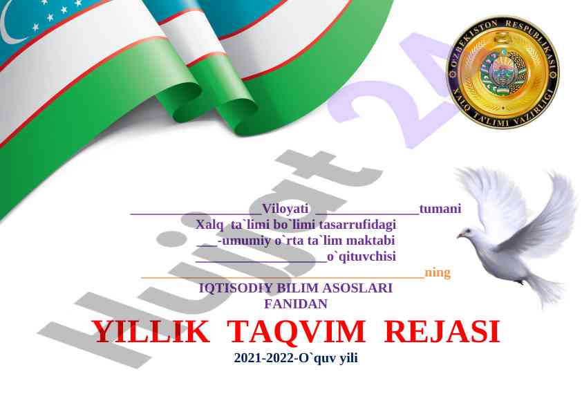 Iqtisodiy bilim asoslari yillik taqvim rejasi