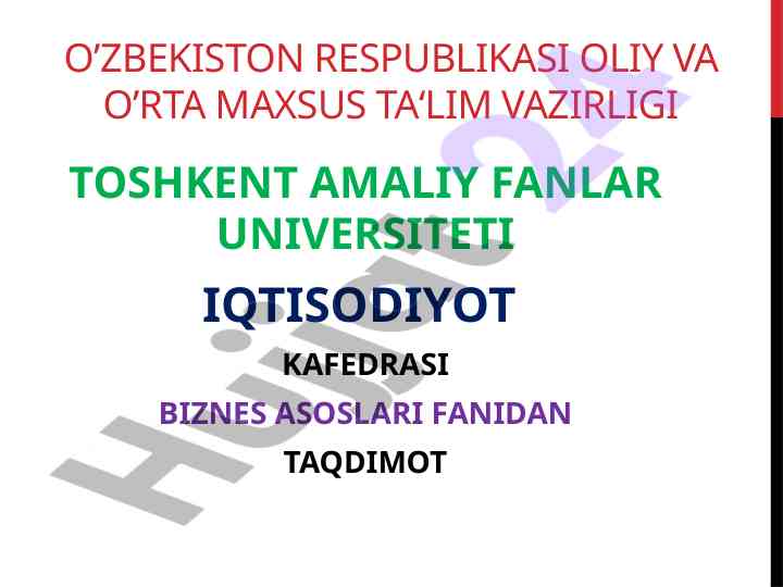 Kichik biznes rivojlanishi va davlat siyosati