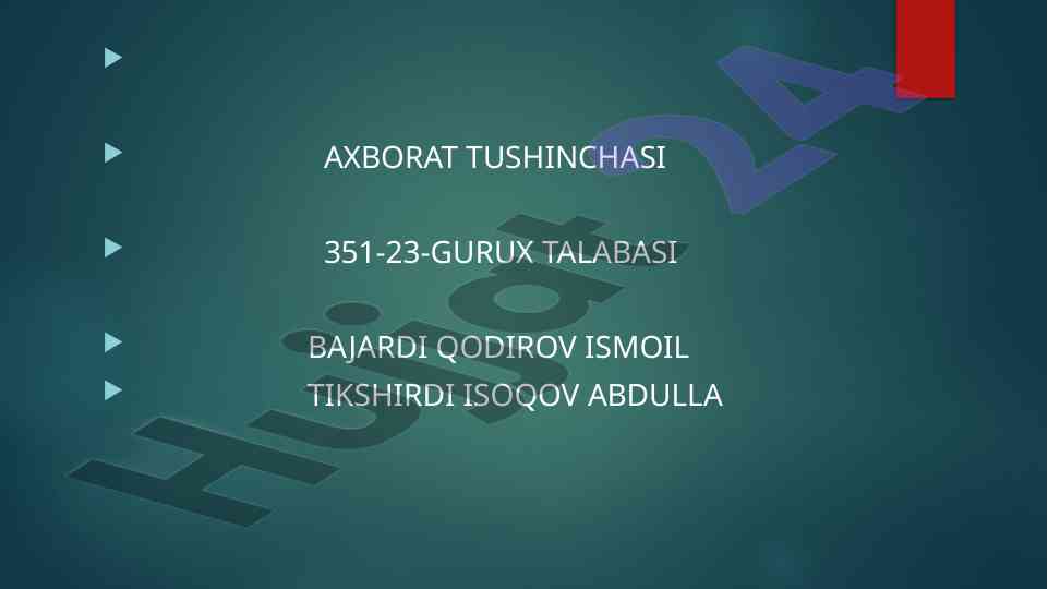 Axborat tushinchasi va tasniflanishi
