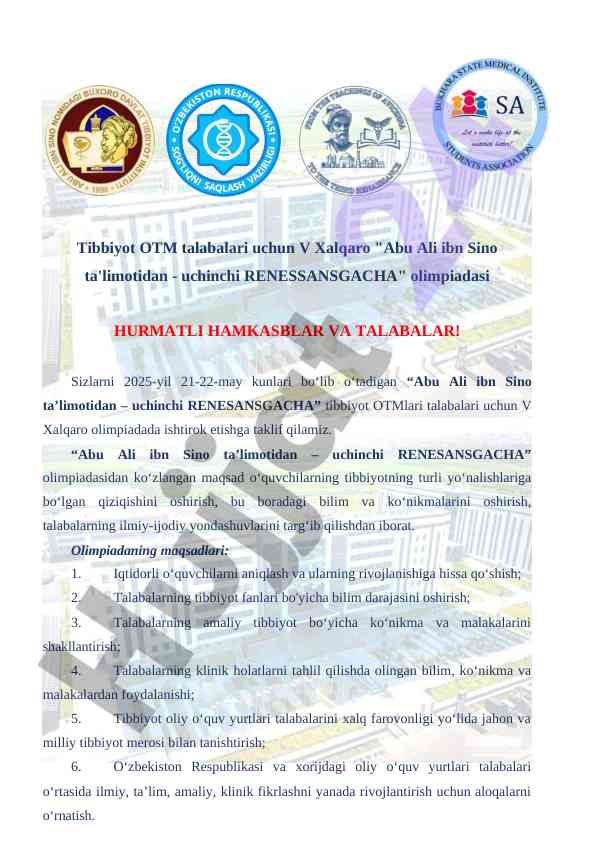 V xalqaro abu ali ibn sino olimpiadasi 2025