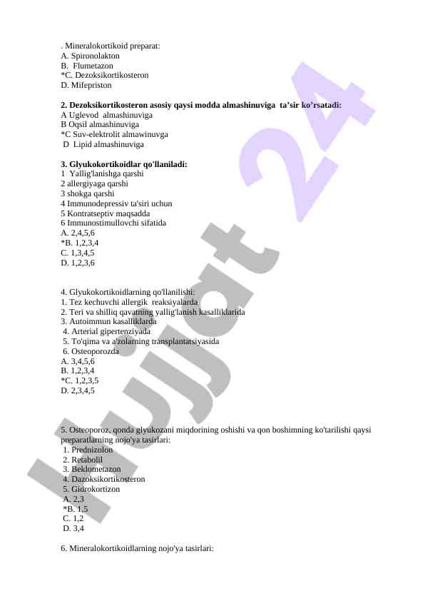 Glyukokortikoidlar va mineralokortikoidlar testi