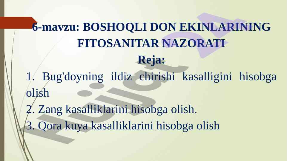 Fitosanitar nazorat va don ekinlari