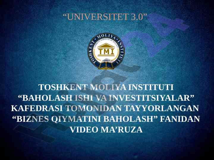 Biznes qiymatini baholash va investitsiyalar