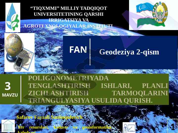 Poligonometriyada tenglashtirish ishlari va triangulyatsiya