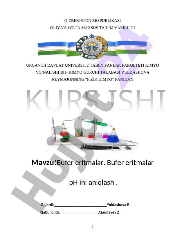 Bufer eritmalar va ularning ph aniqlash usullari