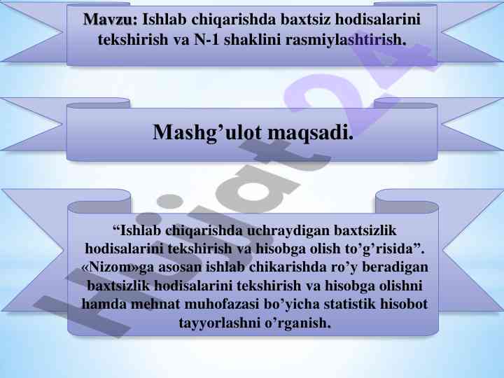 Ishlab chiqarishda baxtsiz hodisalarni tekshirish