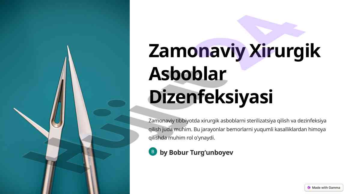 Zamonaviy xirurgik asboblar dizenfeksiyasi jarayonlari