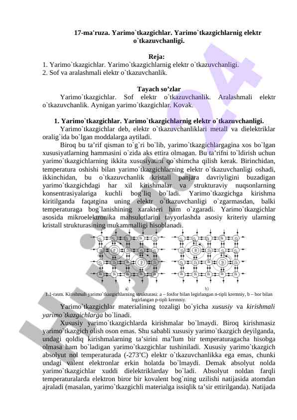 Yarimo'tkazgichlar va elektr o'tkazuvchanligi