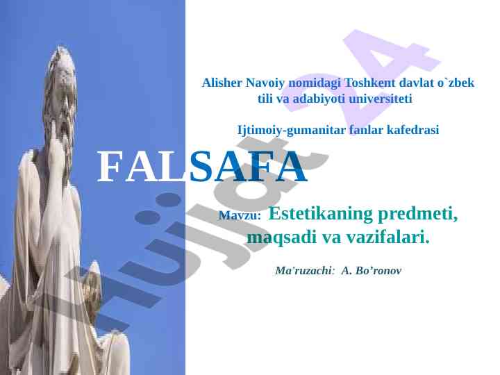 Estetikaning predmeti maqsadi va vazifalari