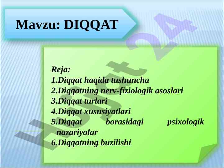 DIQQAT HAQIDA TUSHUNCHA VA PSIXOLOGIYA