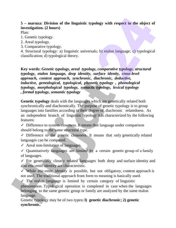 Linguistik tipologiya turlari va ularning tahlili