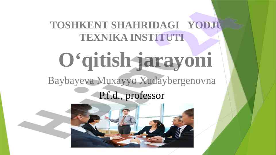 O‘qitish jarayonida ta’lim mazmunini tashkil etish