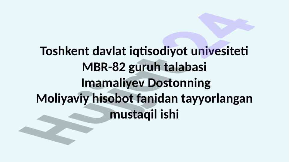 Moliyaviy hisobotning xalqaro standartlari tahlili