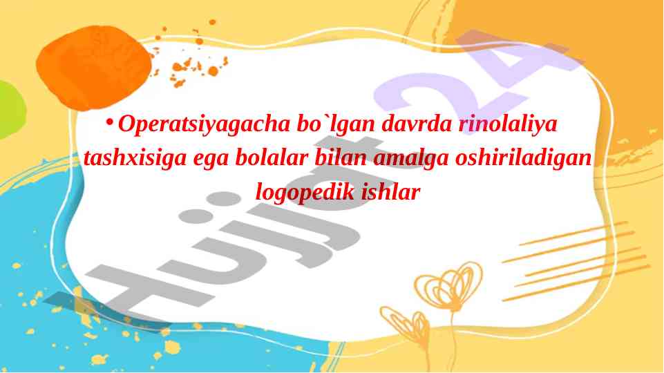 Rinolaliya tashxisiga ega bolalar bilan ishlash rejasi